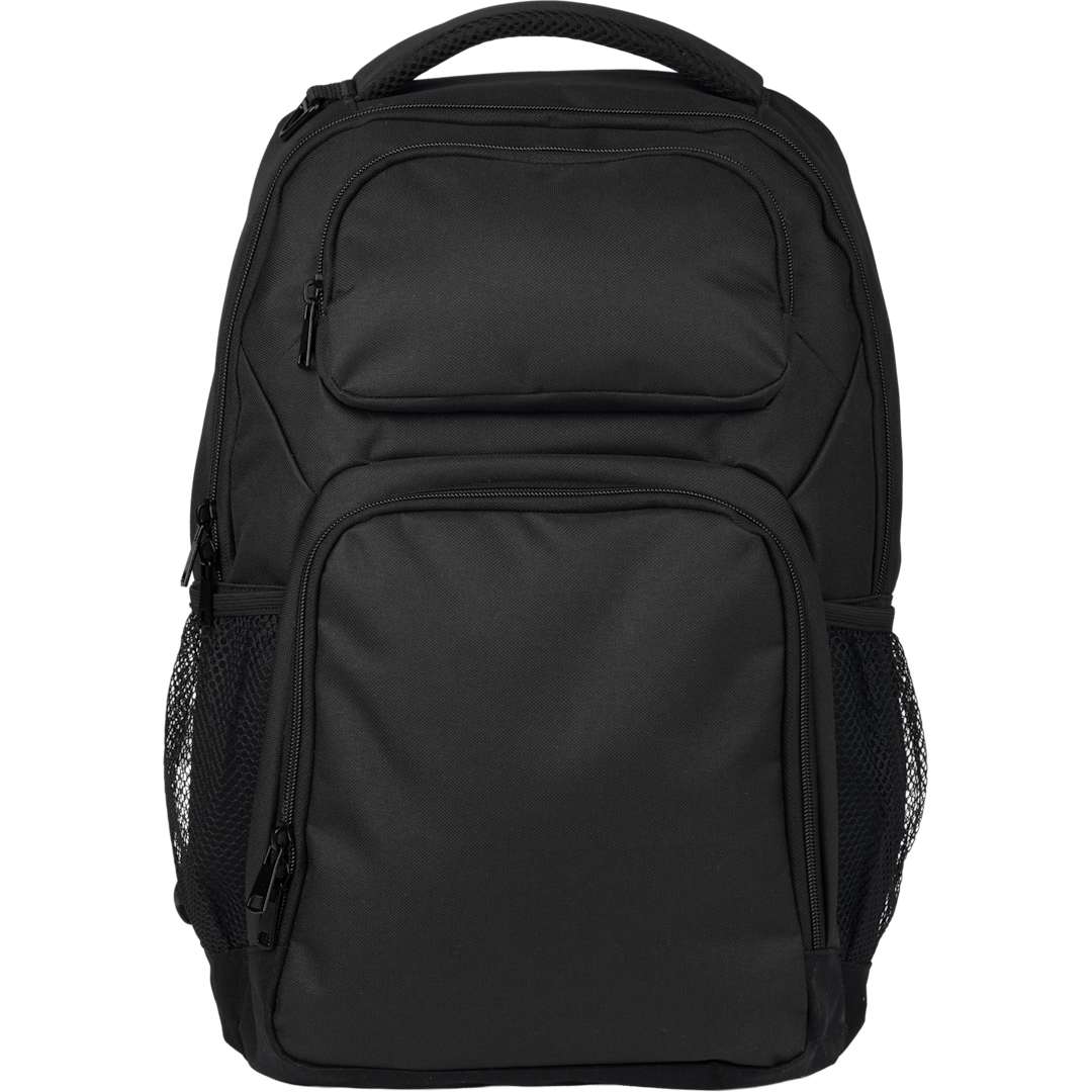 Front View of Gray Commander Recycled 16" Computer Backpack plain