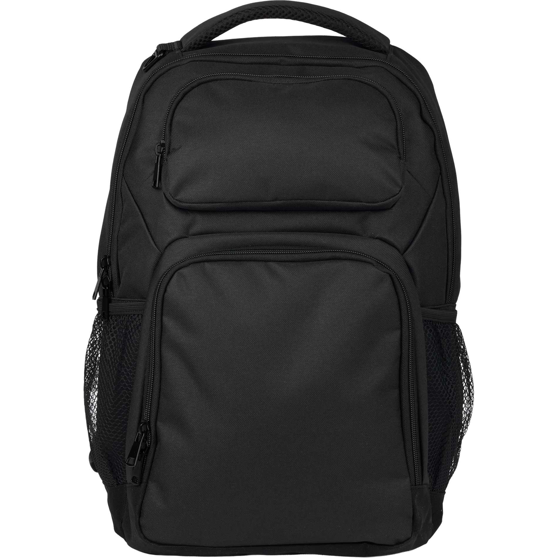 Front View of Gray Commander Recycled 16" Computer Backpack plain