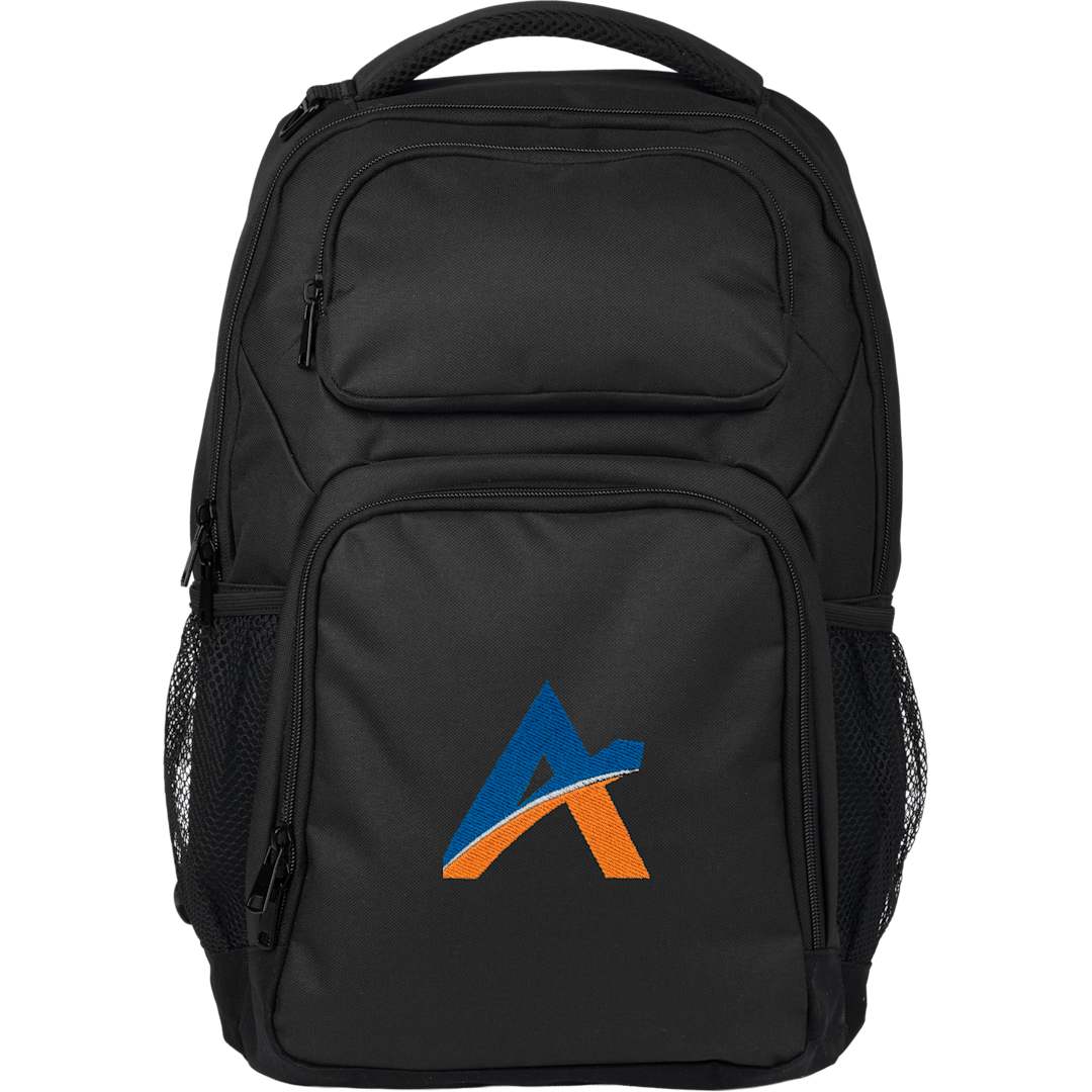Front View of Gray Commander Recycled 16" Computer Backpack