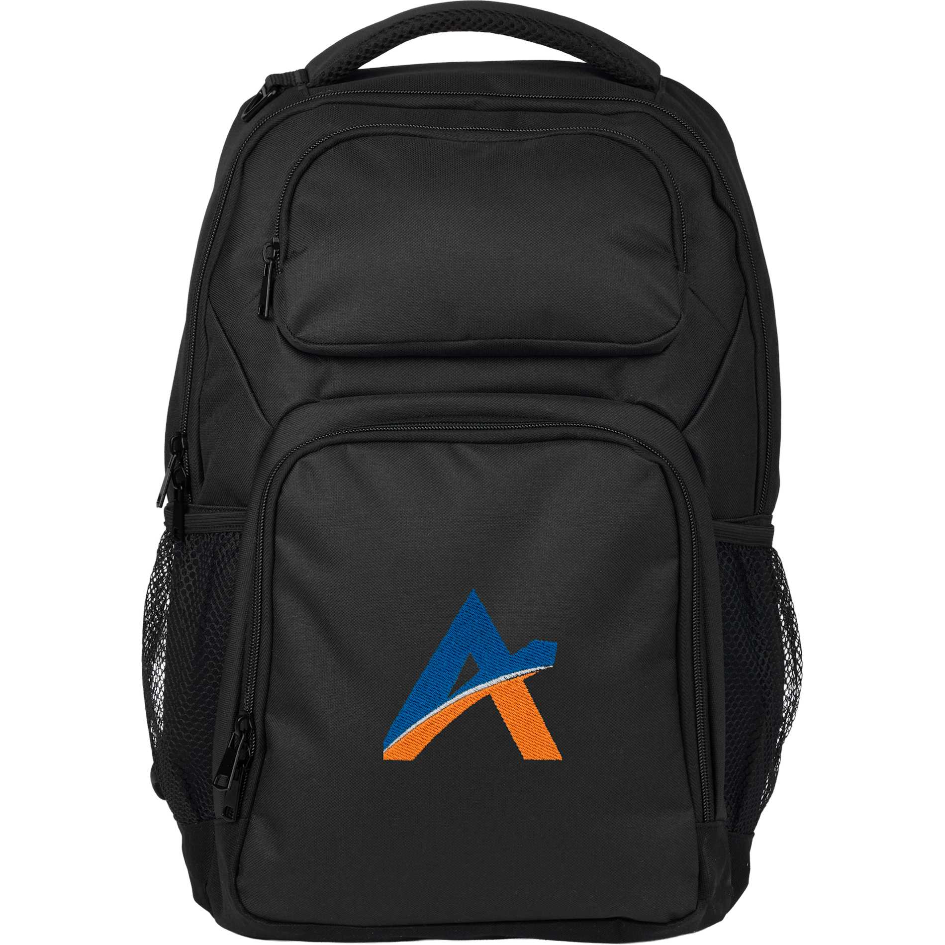 Front View of Gray Commander Recycled 16" Computer Backpack