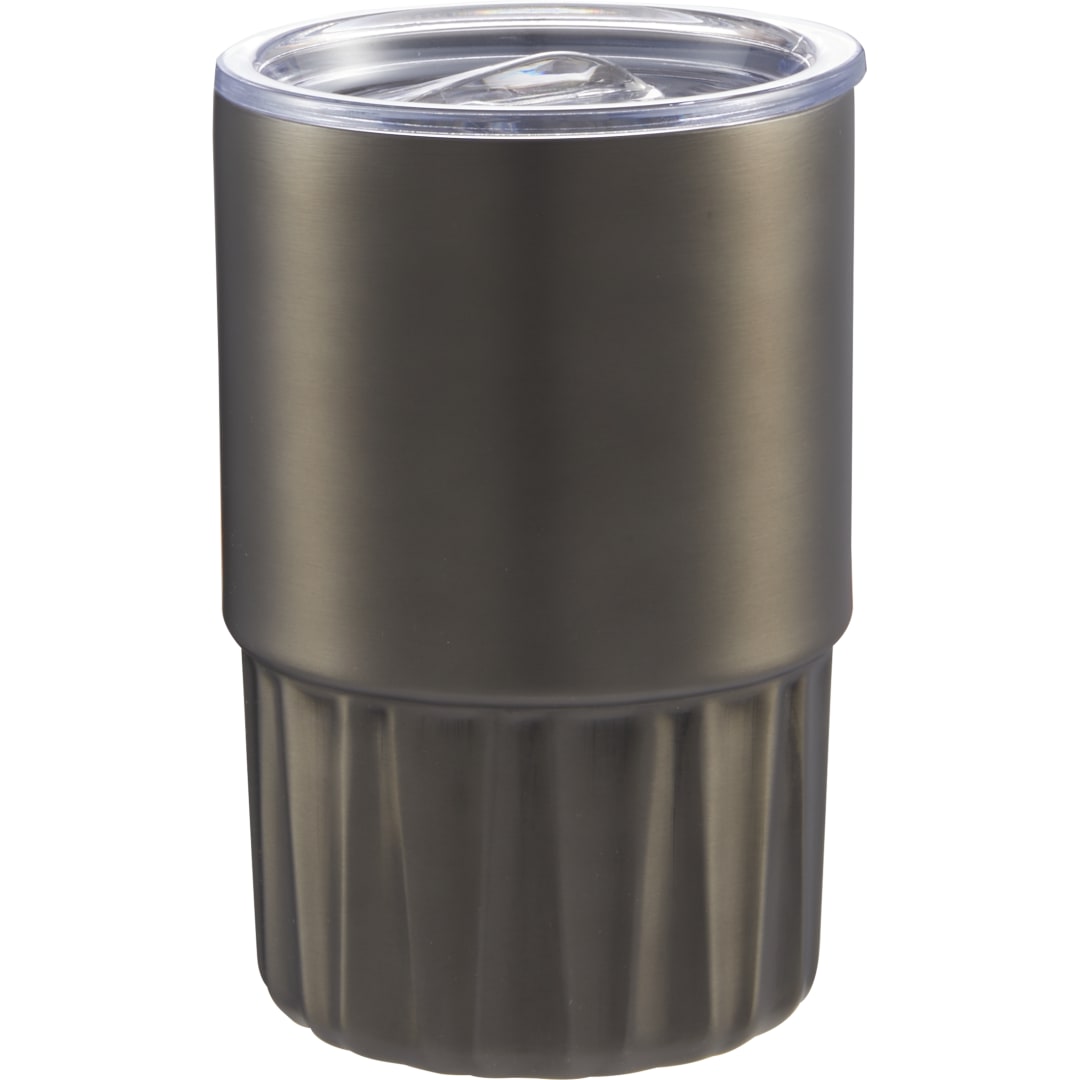 Front View of Gray Elite Geometry Recycled Stainless Tumbler 16oz plain