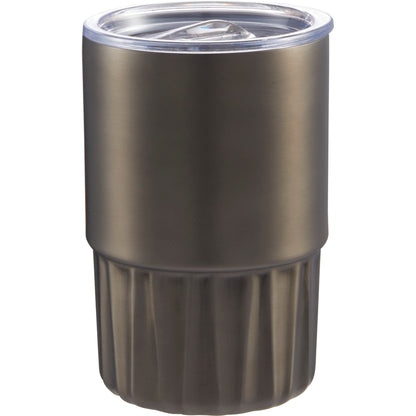 Front View of Gray Elite Geometry Recycled Stainless Tumbler 16oz plain