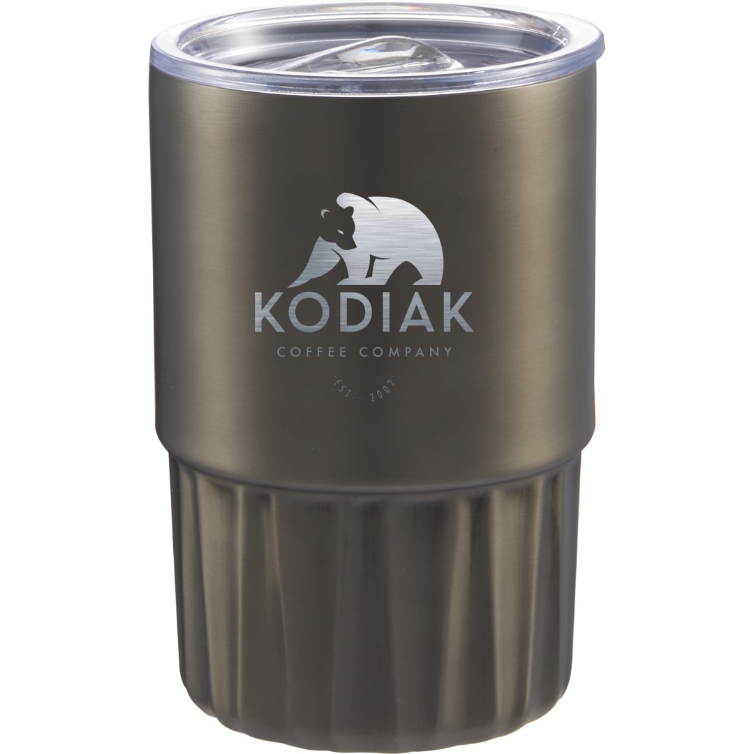 Front View of Gray Elite Geometry Recycled Stainless Tumbler 16oz