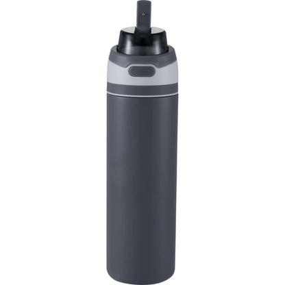Front View of Gray Elvin 28oz Recycled Stainless Flip Straw Bottle plain