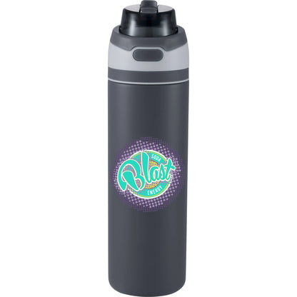 Front View of Gray Elvin 28oz Recycled Stainless Flip Straw Bottle