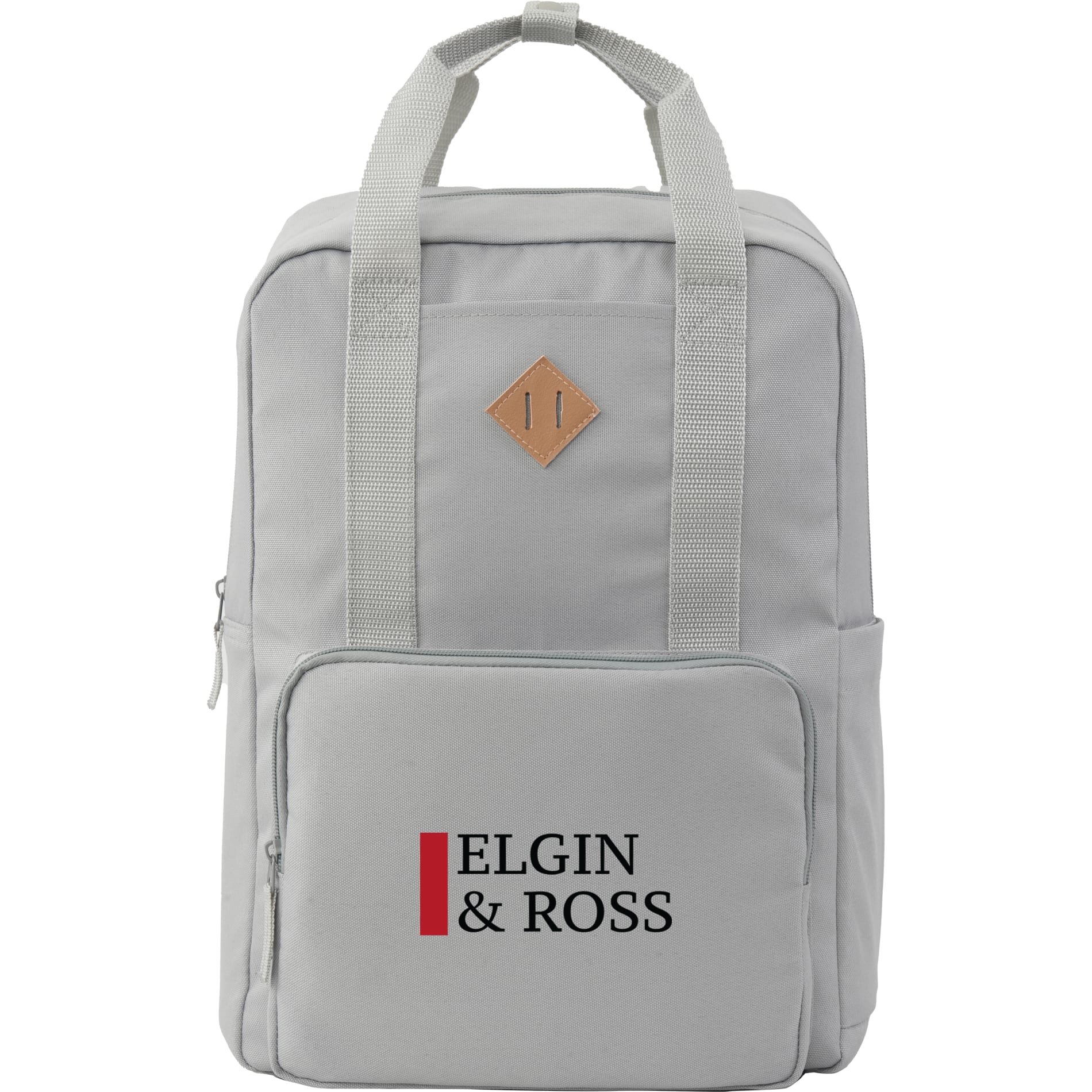 Front View of Gray Fife Recycled 15" Laptop Backpack