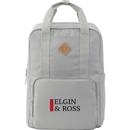 Front View of Gray Fife Recycled 15" Laptop Backpack