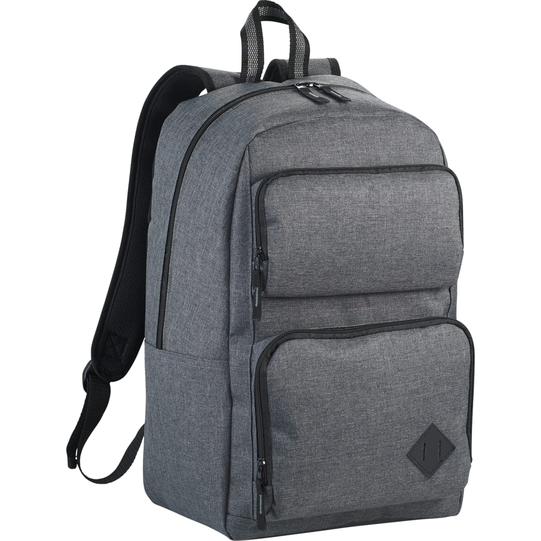 Front View of Gray Graphite Deluxe 15" Computer Backpack plain