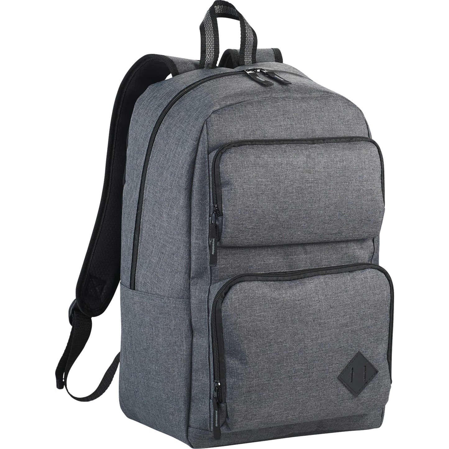 Front View of Gray Graphite Deluxe 15" Computer Backpack plain