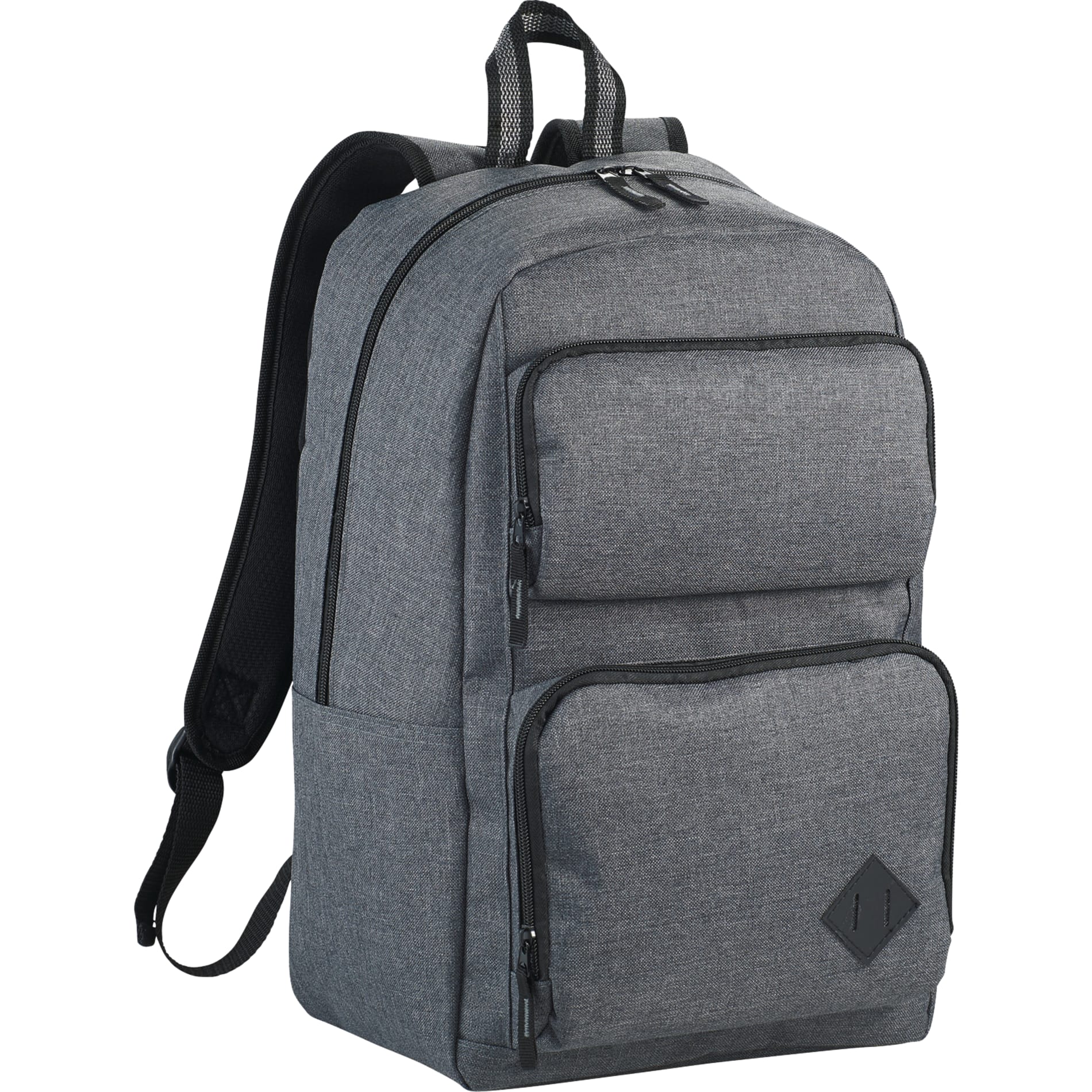 Front View of Gray Graphite Deluxe 15" Computer Backpack plain
