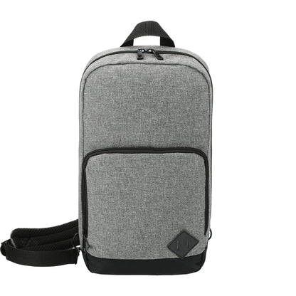 Front View of Gray Graphite Deluxe Recycled Sling Backpack plain