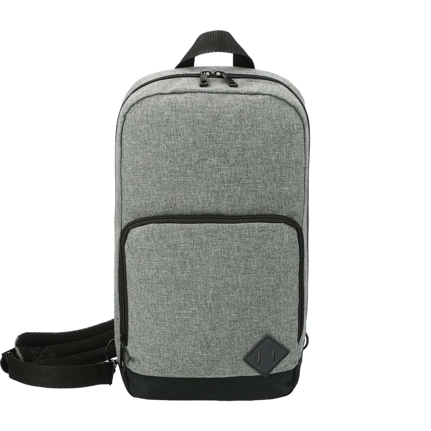 Front View of Gray Graphite Deluxe Recycled Sling Backpack plain