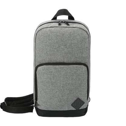 Front View of Gray Graphite Deluxe Recycled Sling Backpack plain