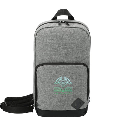 Front View of Gray Graphite Deluxe Recycled Sling Backpack