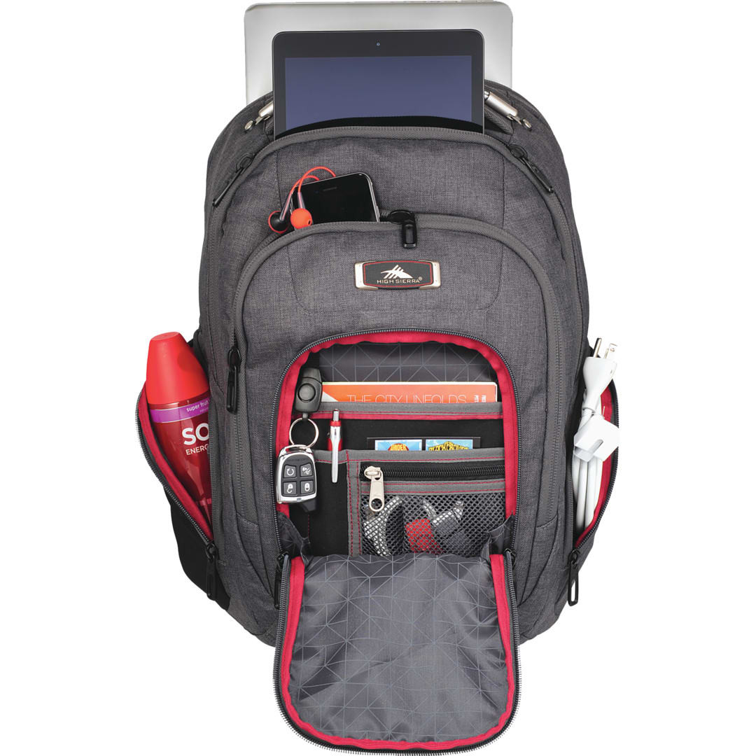 Front View of Gray High Sierra 17" Computer UBT Deluxe Backpack
