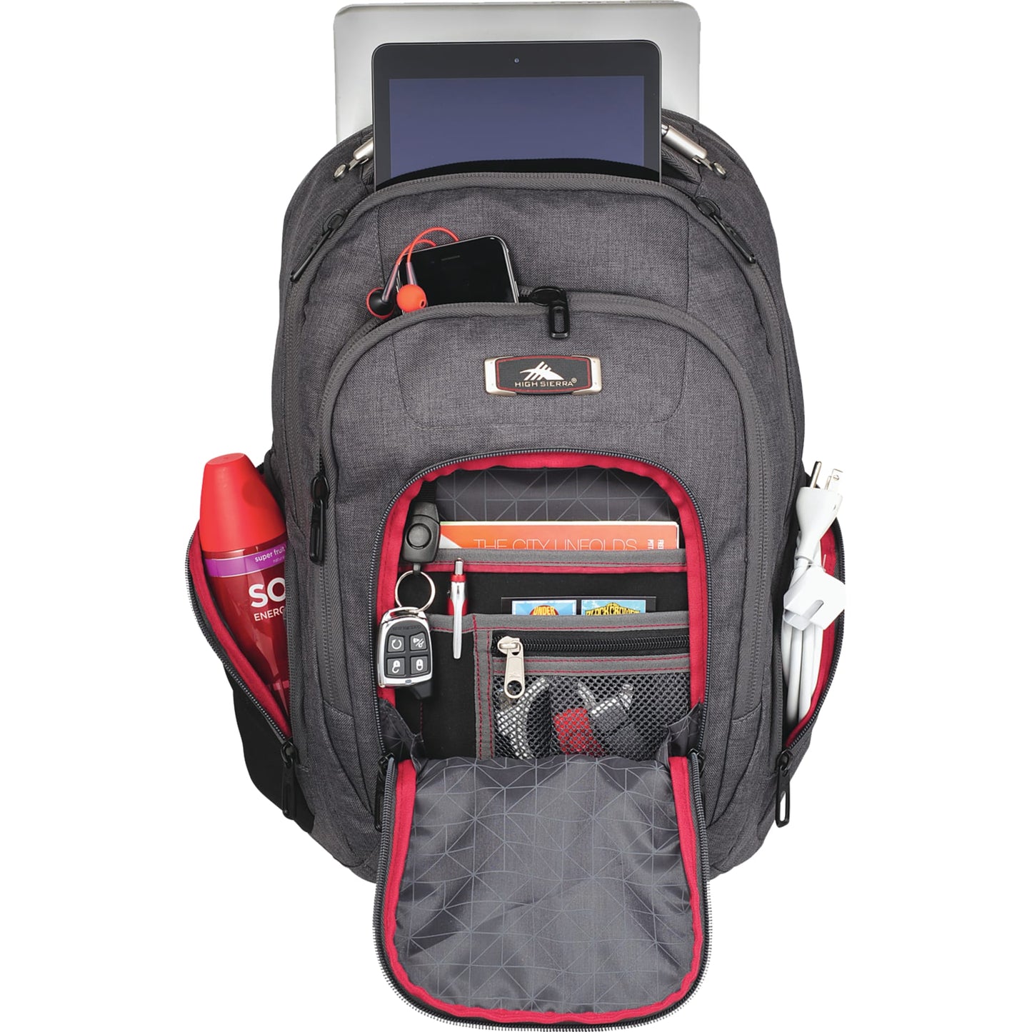 Front View of Gray High Sierra 17" Computer UBT Deluxe Backpack