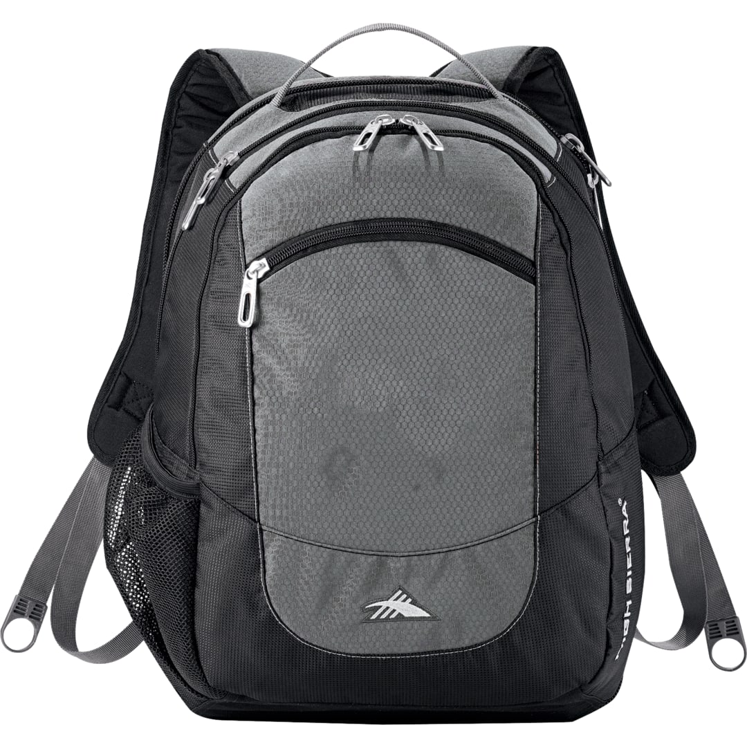 Front View of Gray High Sierra Fly-By 17" Computer Backpack plain