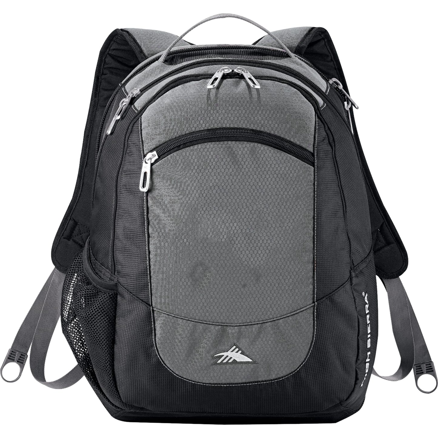 Front View of Gray High Sierra Fly-By 17" Computer Backpack plain