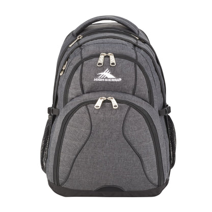 Front View of Gray High Sierra Swerve 17" Computer Backpack plain