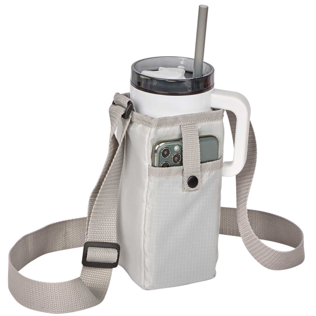 Front View of Gray Insulated Bottle Sling plain