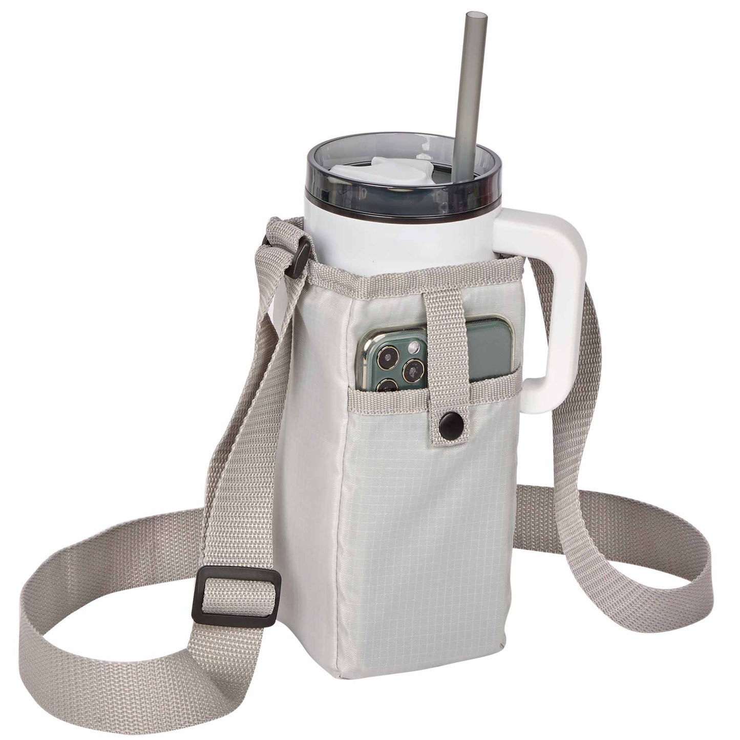 Front View of Gray Insulated Bottle Sling plain