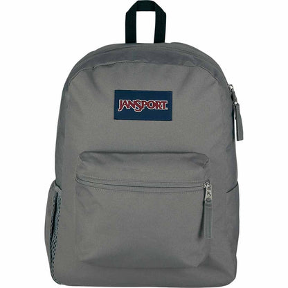 Front View of Gray Jansport Crosstown Plus Backpack plain