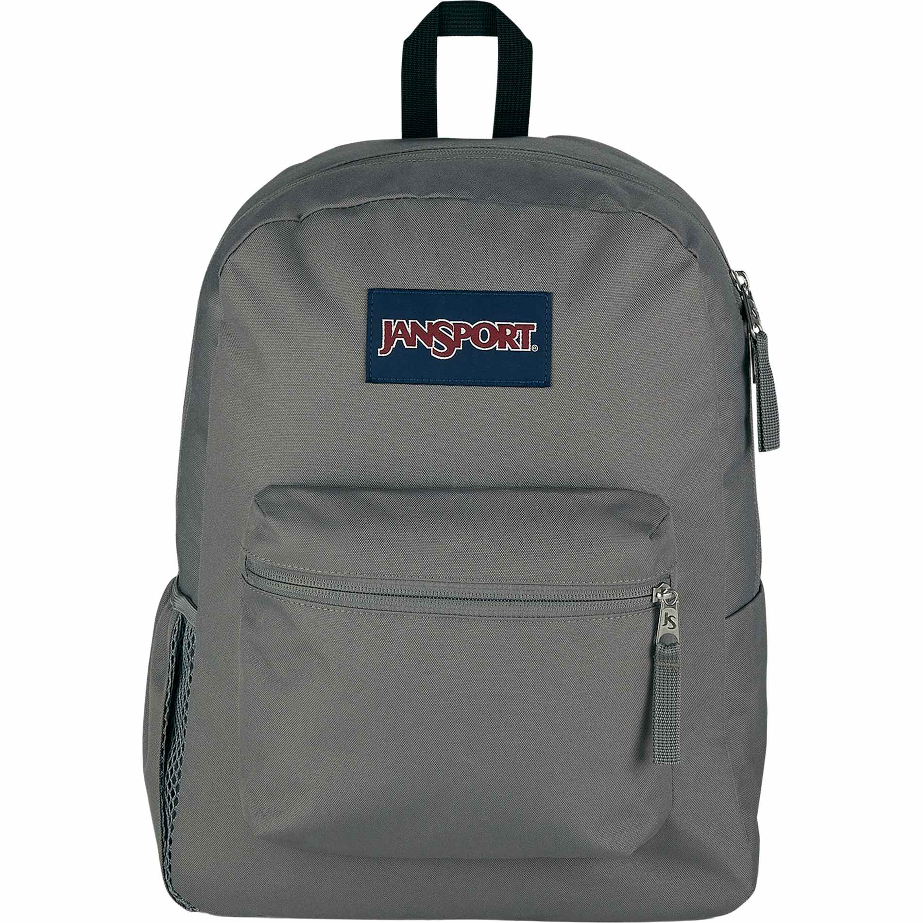 Front View of Gray Jansport Crosstown Plus Backpack plain