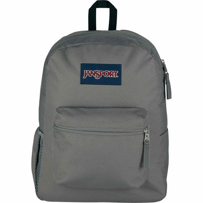 Front View of Gray Jansport Crosstown Plus Backpack plain