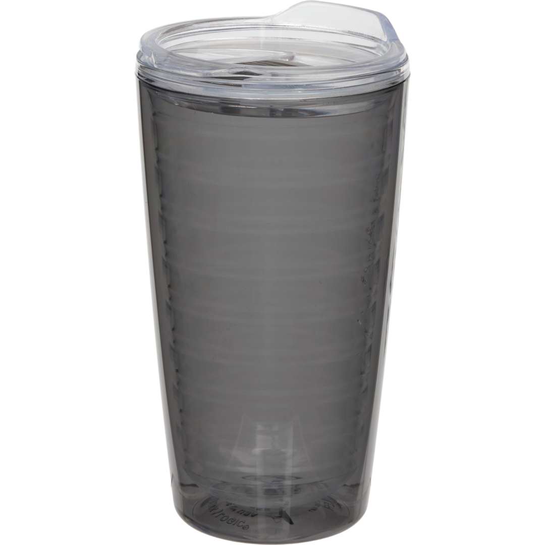 Front View of Gray Lakeside Double Wall Tumbler 16 oz plain