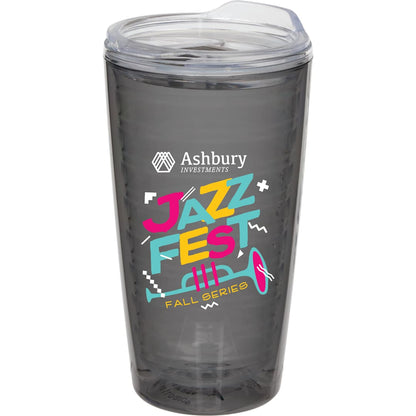 Front View of Gray Lakeside Double Wall Tumbler 16 oz