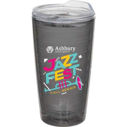 Front View of Gray Lakeside Double Wall Tumbler 16 oz
