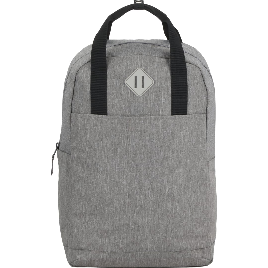 Front View of Gray Lanier Recycled 15" Laptop Backpack plain