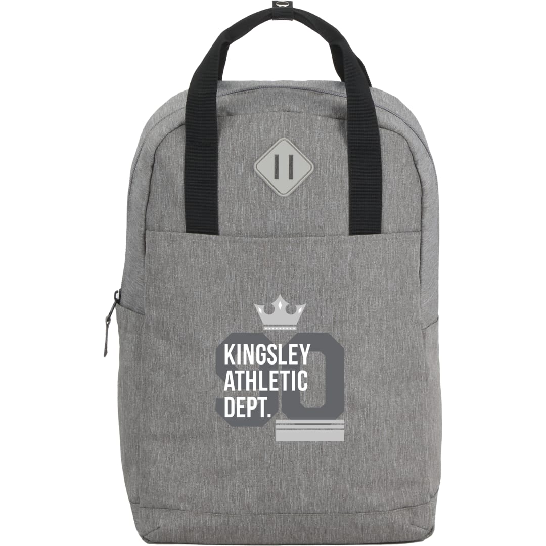 Front View of Gray Lanier Recycled 15" Laptop Backpack