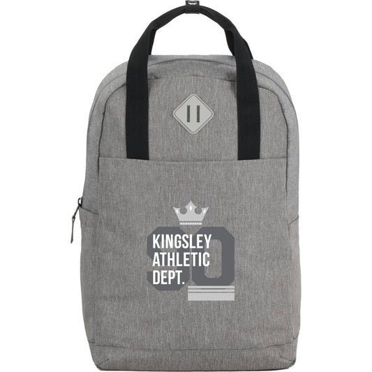Front View of Gray Lanier Recycled 15" Laptop Backpack