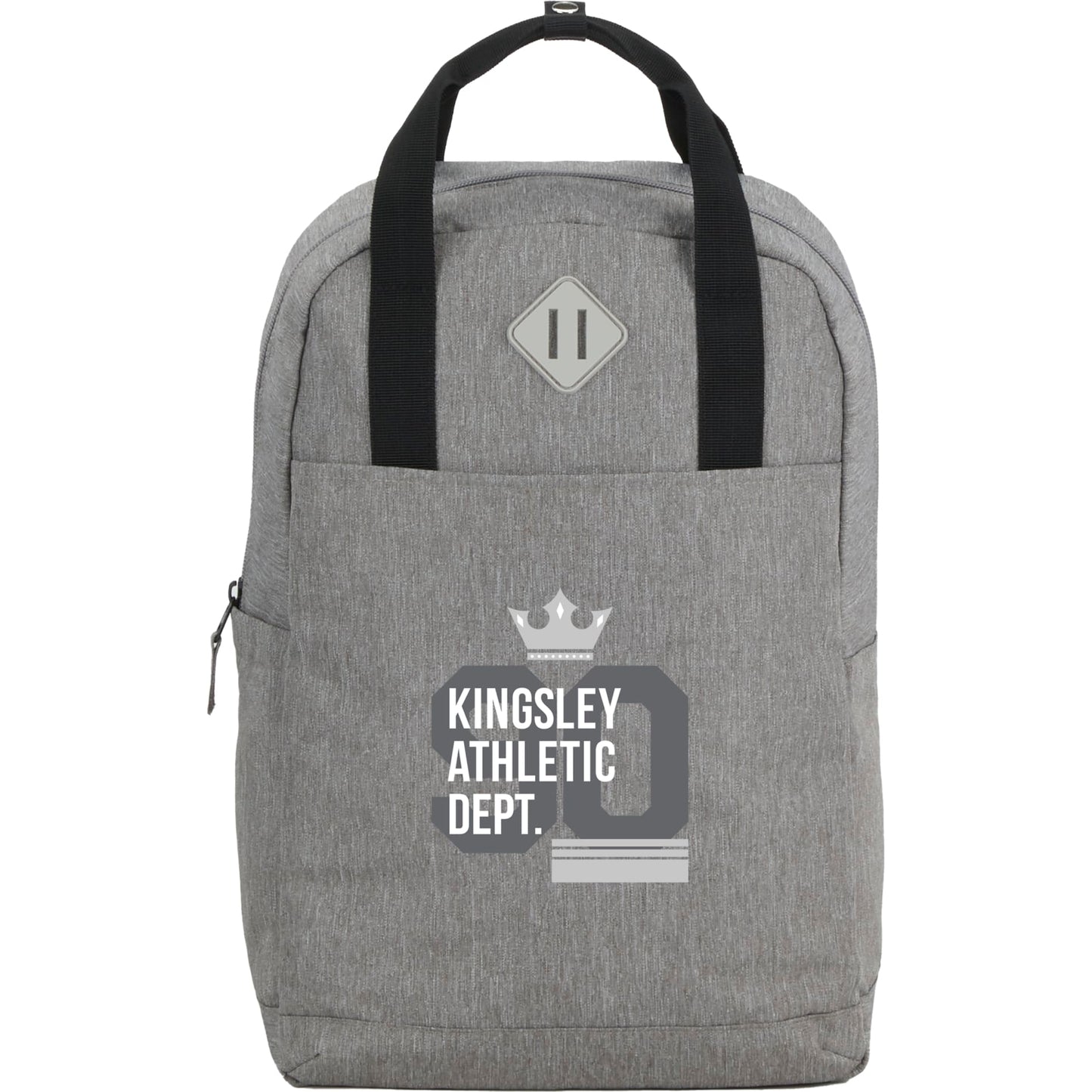 Front View of Gray Lanier Recycled 15" Laptop Backpack