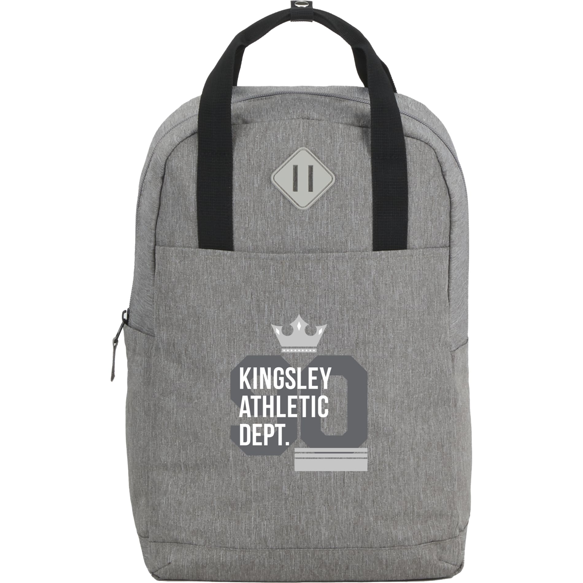 Front View of Gray Lanier Recycled 15" Laptop Backpack