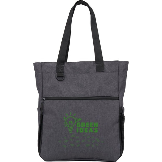 Front View of Gray Luna RPET Convertible Backpack Tote