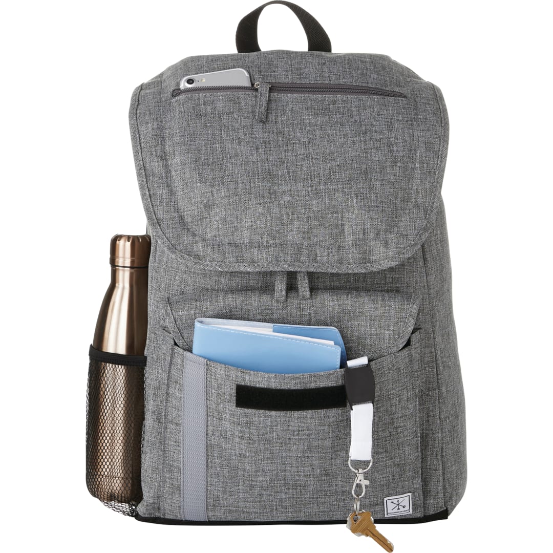 Front View of Gray Merchant & Craft Ashton 15" Computer Backpack plain
