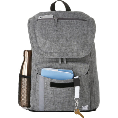 Front View of Gray Merchant & Craft Ashton 15" Computer Backpack plain
