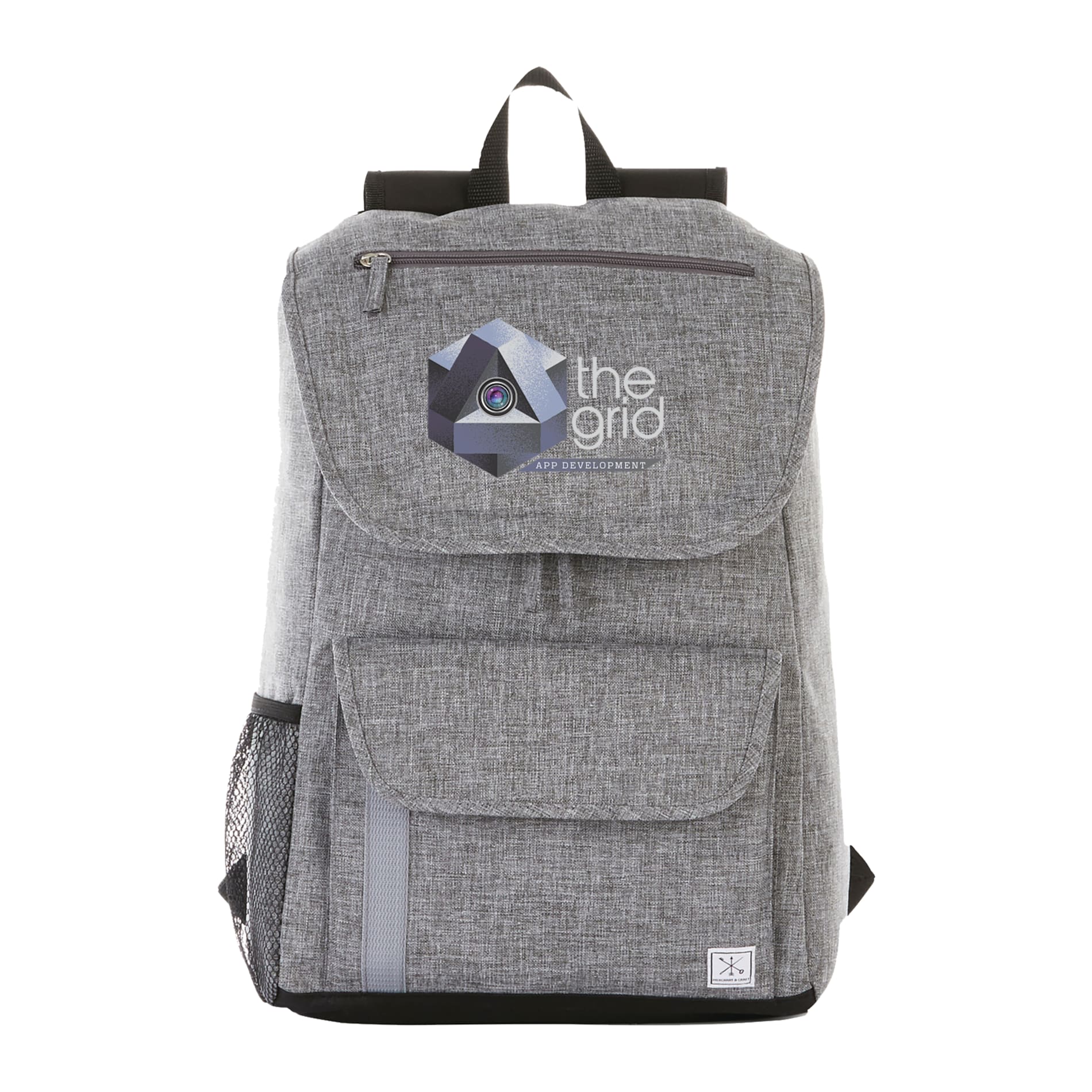 Front View of Gray Merchant & Craft Ashton 15" Computer Backpack