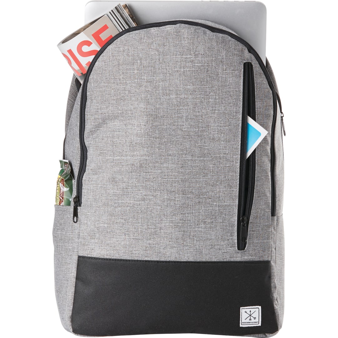 Front View of Gray Merchant & Craft Grayley 15" Computer Backpack plain