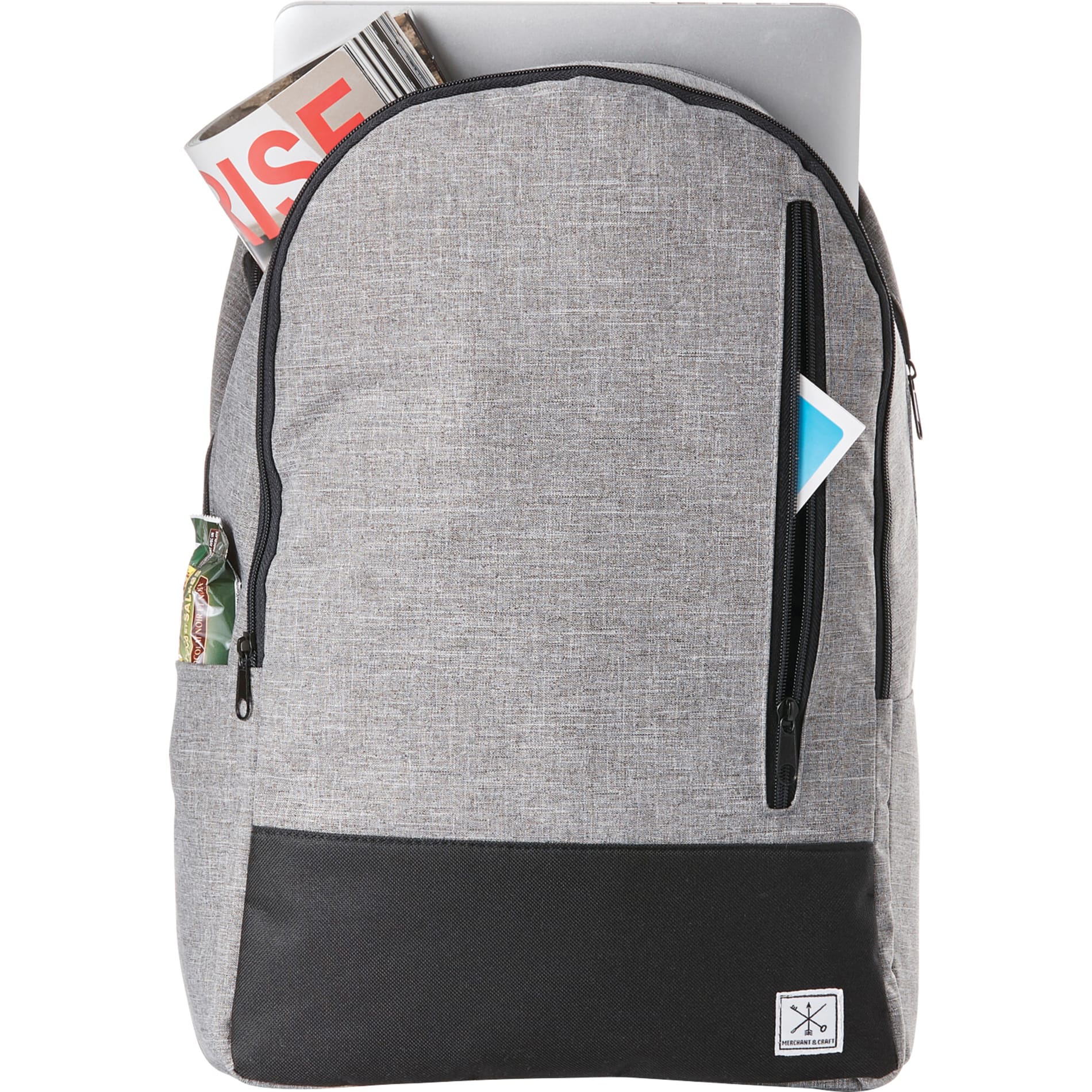 Front View of Gray Merchant & Craft Grayley 15" Computer Backpack plain