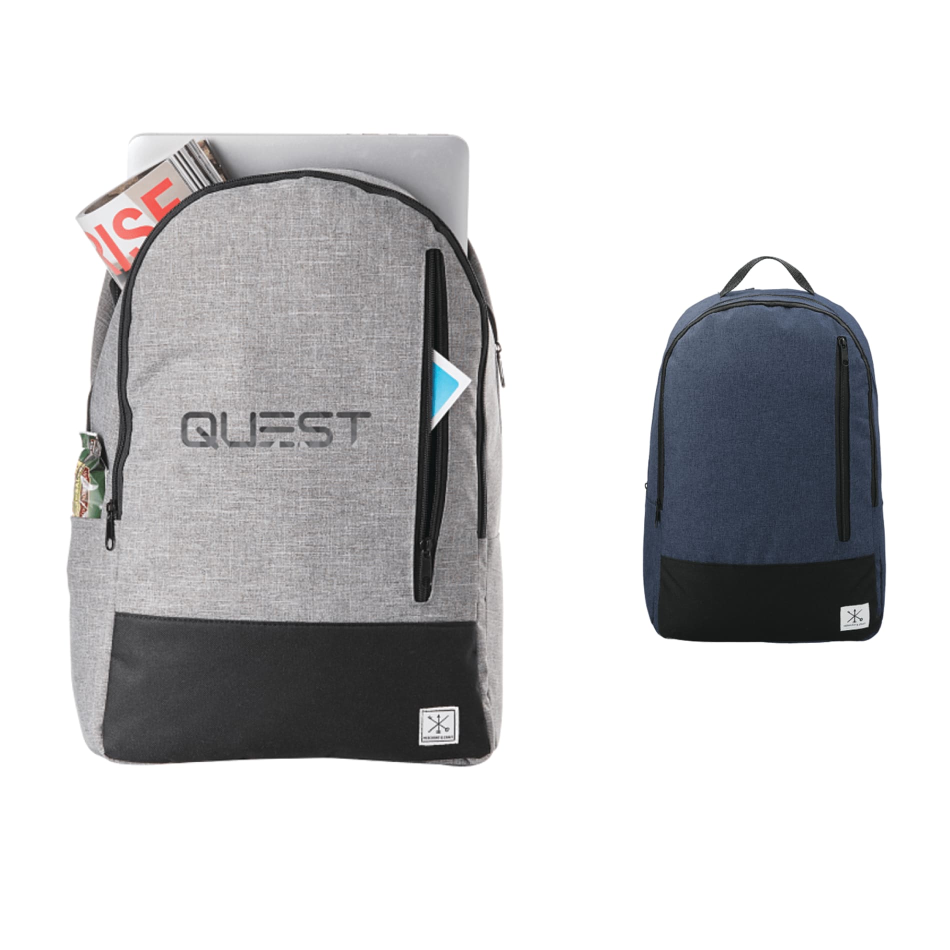 Front View of Gray Merchant & Craft Grayley 15" Computer Backpack