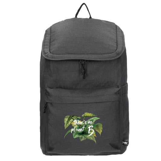 Front View of Gray Merchant & Craft Recycled 15" Laptop Backpack