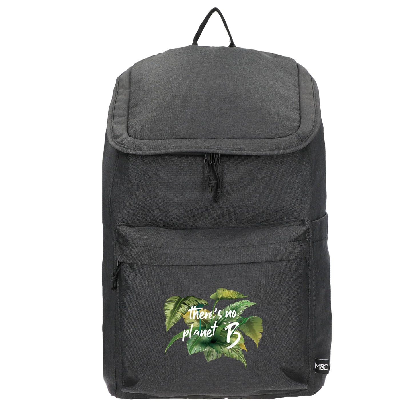 Front View of Gray Merchant & Craft Recycled 15" Laptop Backpack