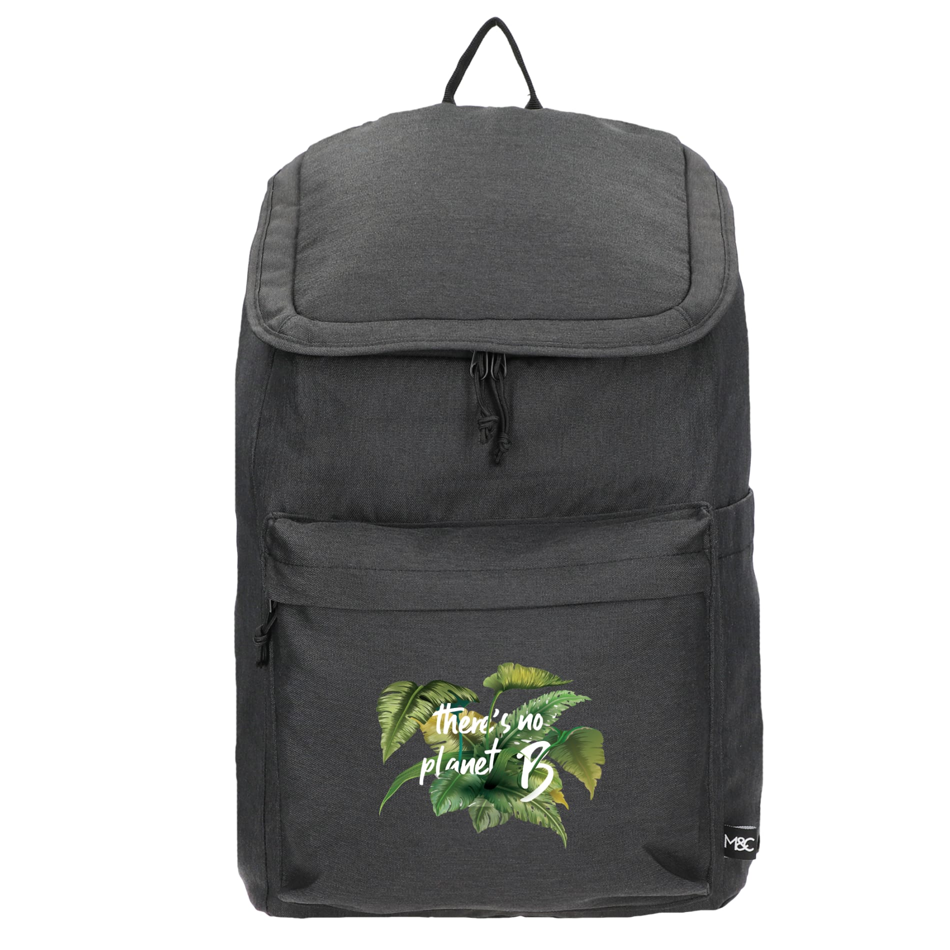 Front View of Gray Merchant & Craft Recycled 15" Laptop Backpack
