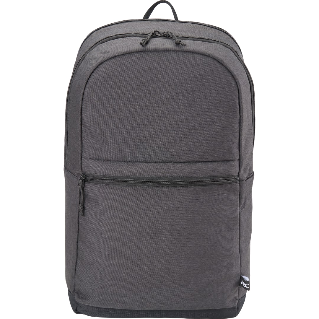 Front View of Gray Merchant & Craft Recycled 17" Laptop Backpack plain