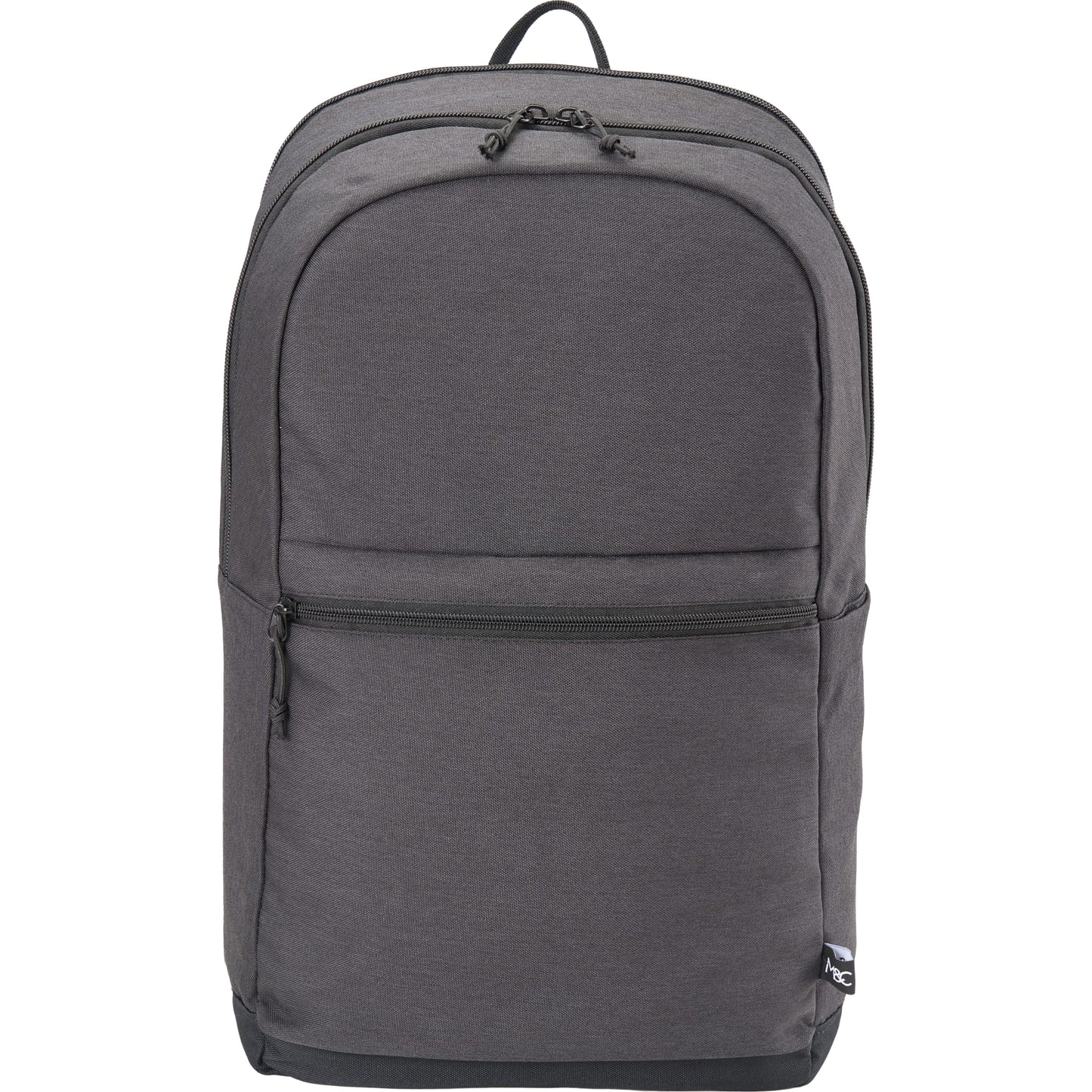 Front View of Gray Merchant & Craft Recycled 17" Laptop Backpack plain