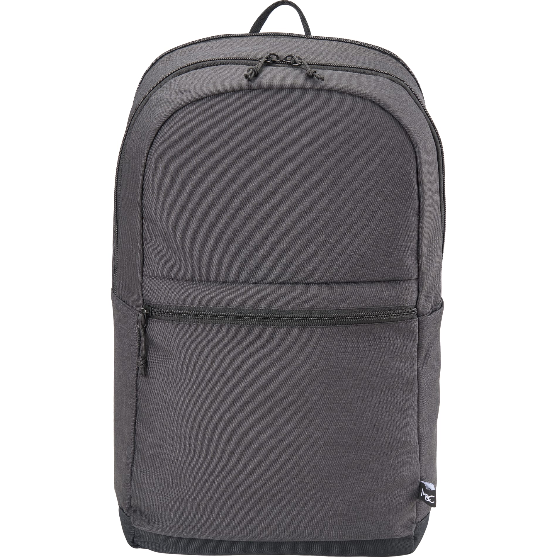 Front View of Gray Merchant & Craft Recycled 17" Laptop Backpack plain
