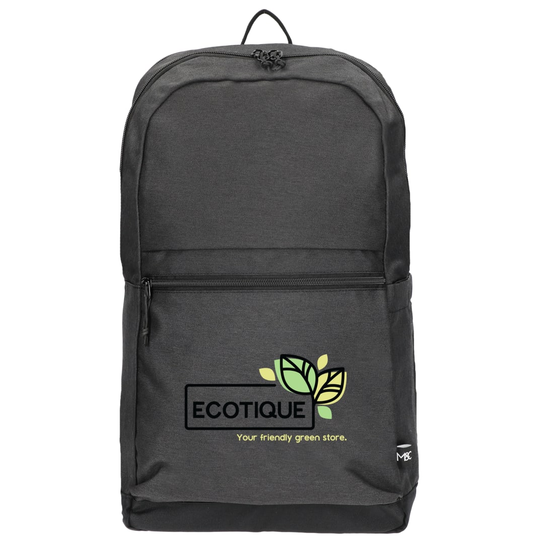 Front View of Gray Merchant & Craft Recycled 17" Laptop Backpack